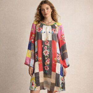 Johnny Was Block Myriah Multicolor Patchwork Dress